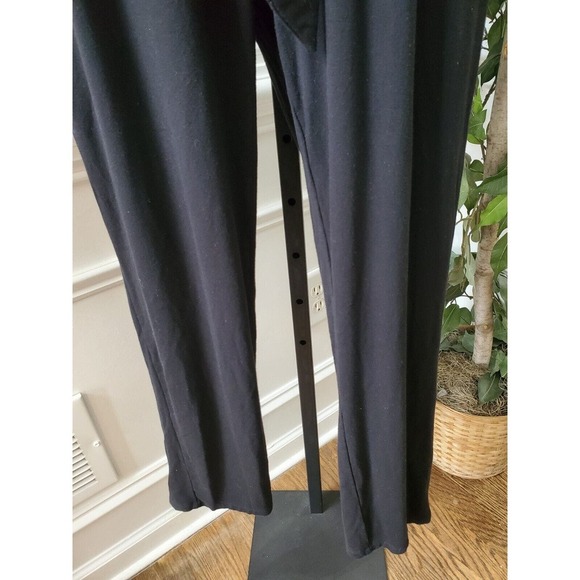 Express Womens Black Solid Rayon High Neck Long Sleeve Wide Leg Jumpsuit Size M - Picture 5 of 13
